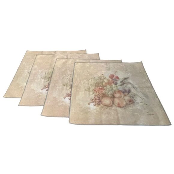 Set of 4 Vintage Cheri Blum Fruit Cloth Dinner Linens Napkins 18.5" Square - Picture 5 of 13